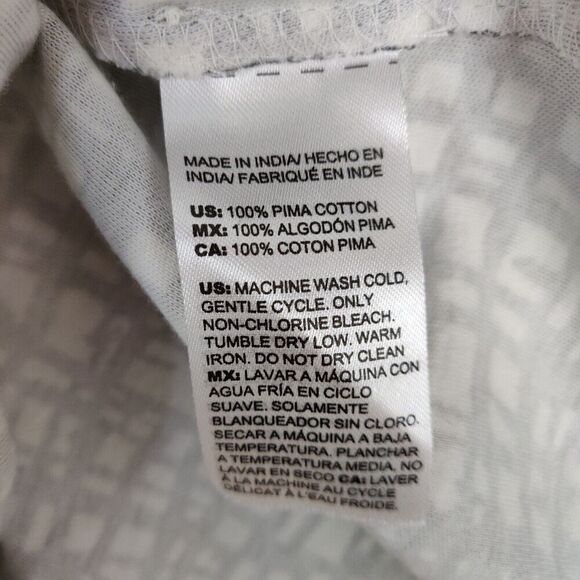 Chico's Criss-Cross Print Tunic Top Size Large /2 Black White Pima Cotton V-Neck - Picture 6 of 7